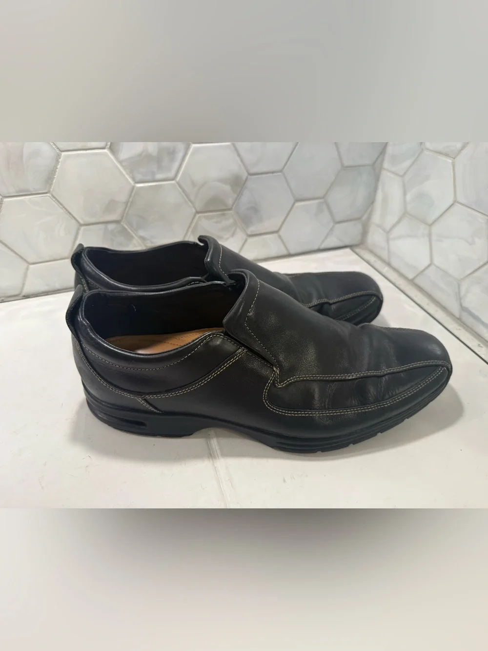 Cole Haan Men's Sz 12 Black Leather ‘Air Everett’ Slip On Loafers Shoes NikeAir